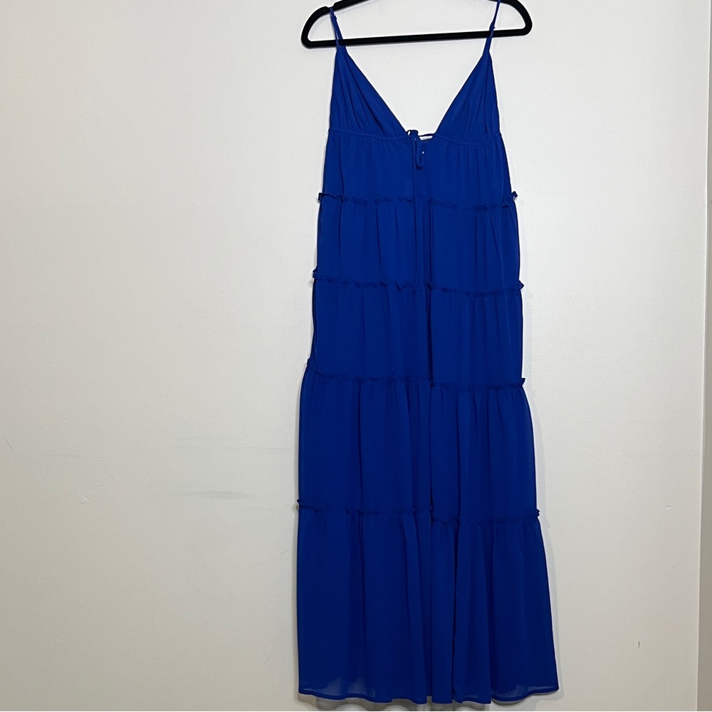 Royal Blue Tiered Maxi Dress with triangle tank top straps